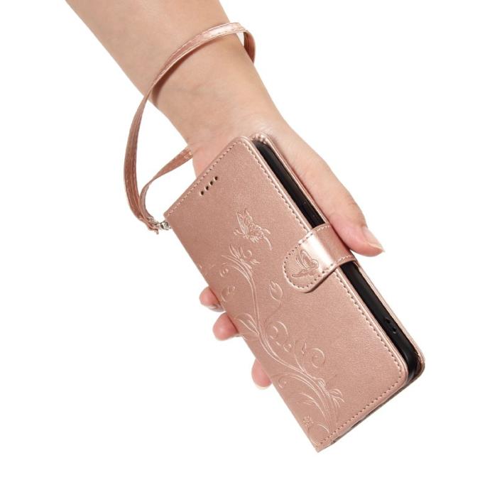 OEM - Samsung Galaxy A35 5G Fodral PU Läder Blommönster Ställ - Roséguld