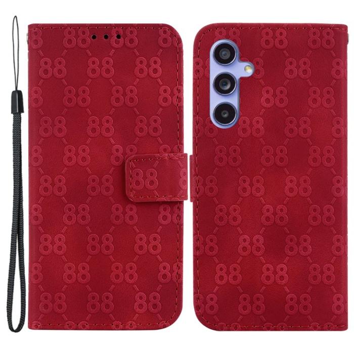 OEM - Samsung Galaxy A35 5G Fodral PU Läder Dubbel 8-Form - Röd