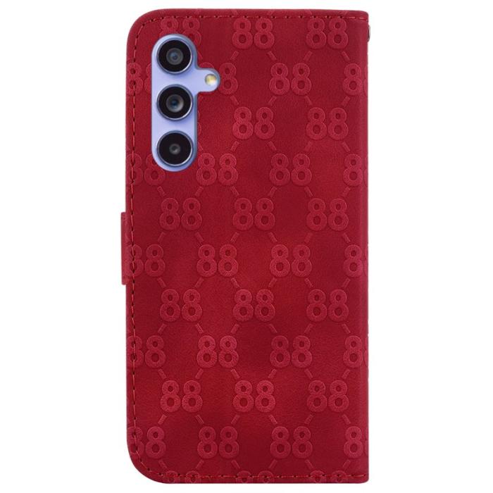 OEM - Samsung Galaxy A35 5G Fodral PU Läder Dubbel 8-Form - Röd