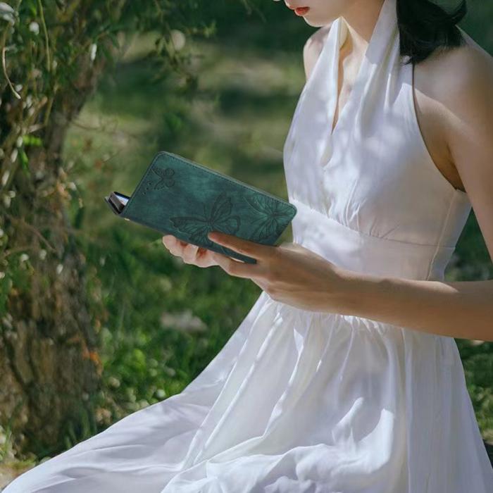 OEM - Samsung Galaxy A35 5G Fodral PU Läder Fjärilar - Grön