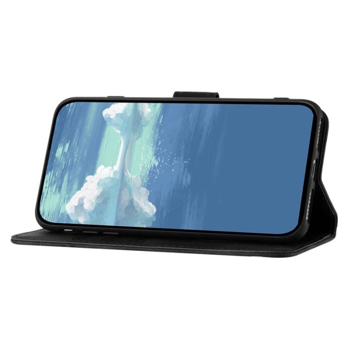 OEM - Samsung Galaxy A35 5G Fodral PU Läder Line Imprinted - Svart