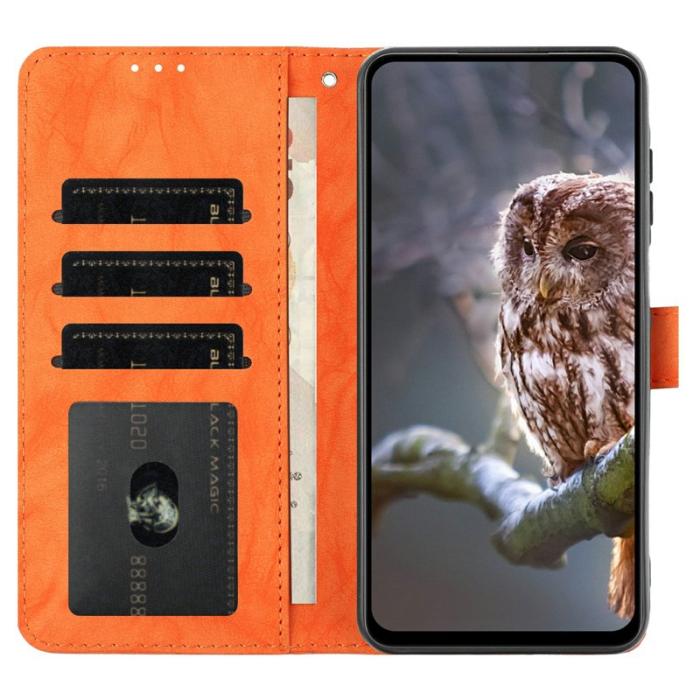 OEM - Samsung Galaxy A35 5G Fodral PU Läder Med Handrem - Orange