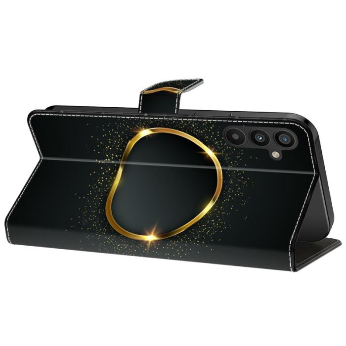 OEM - Samsung Galaxy A35 5G Fodral PU Läder Mönster Magnetisk Stängning - Guld Ring