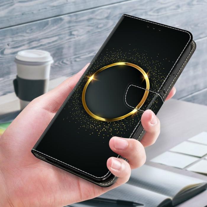 OEM - Samsung Galaxy A35 5G Fodral PU Läder Mönster Magnetisk Stängning - Guld Ring