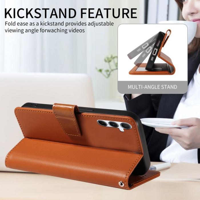 OEM - Samsung Galaxy A35 5G Fodral PU Läder RFID Skydd - Ljusbrun