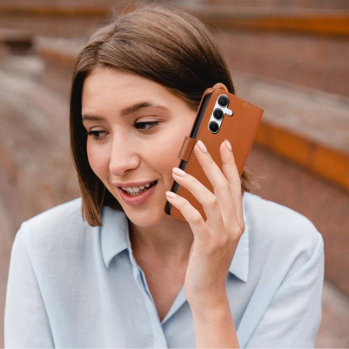 OEM - Samsung Galaxy A35 5G Fodral PU Läder RFID Skydd - Ljusbrun