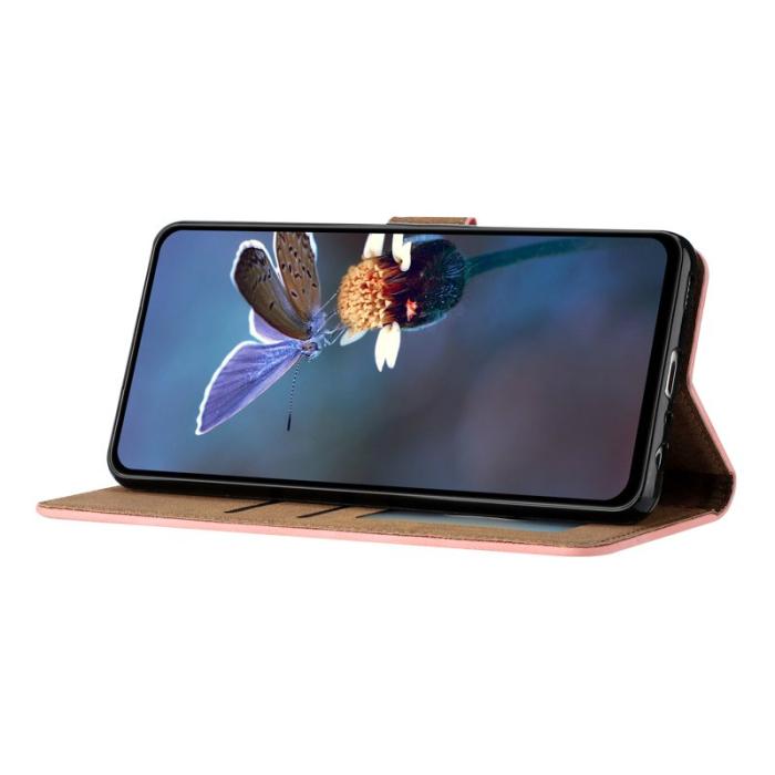 OEM - Samsung Galaxy A35 5G Fodral PU Läder Ställ Butterfly - Rosa