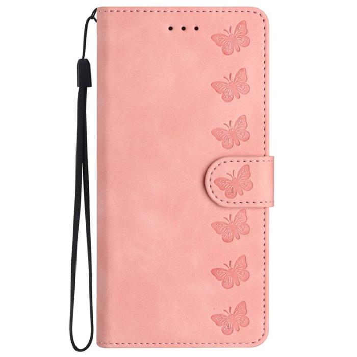 OEM - Samsung Galaxy A35 5G Fodral PU Läder Ställ Butterfly - Rosa