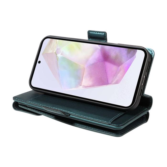OEM - Samsung Galaxy A35 5G Fodral PU Läder Ställ - Grön