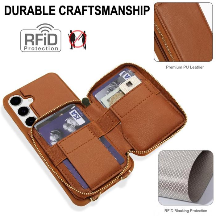 OEM - Samsung Galaxy A35 5G Fodral RFID Skydd Läder + Plast - Brun