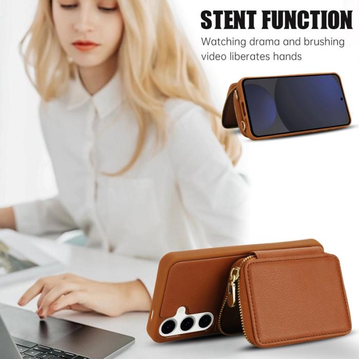 OEM - Samsung Galaxy A35 5G Fodral RFID Skydd Läder + Plast - Brun