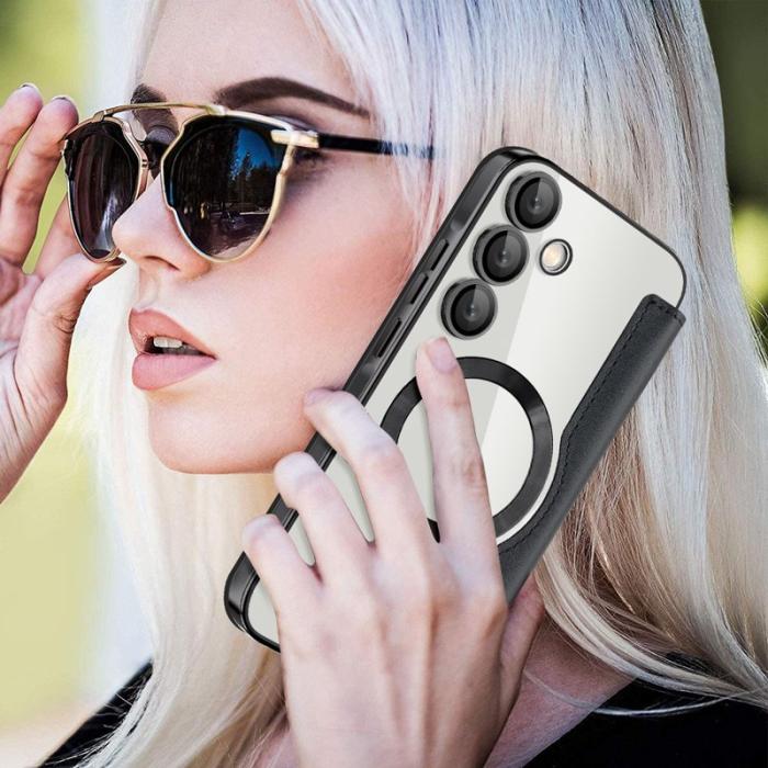 OEM - Samsung Galaxy A35 5G Fodral Rhombus Äkta Läder Magnetiskt - Lila