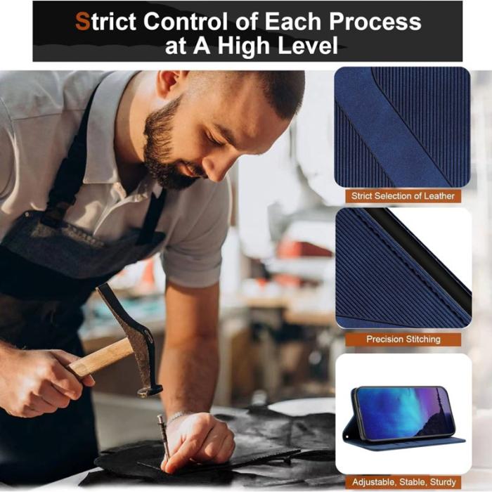 OEM - Samsung Galaxy A35 5G Fodral Skin-touch Känsla Äkta Läder - Blå