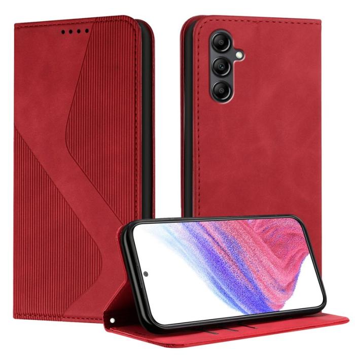 OEM - Samsung Galaxy A35 5G Fodral Ställ Äkta Läder - Röd