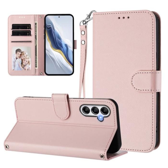 OEM - Samsung Galaxy A35 5G Fodral Ställ Äkta Läder - Rosa