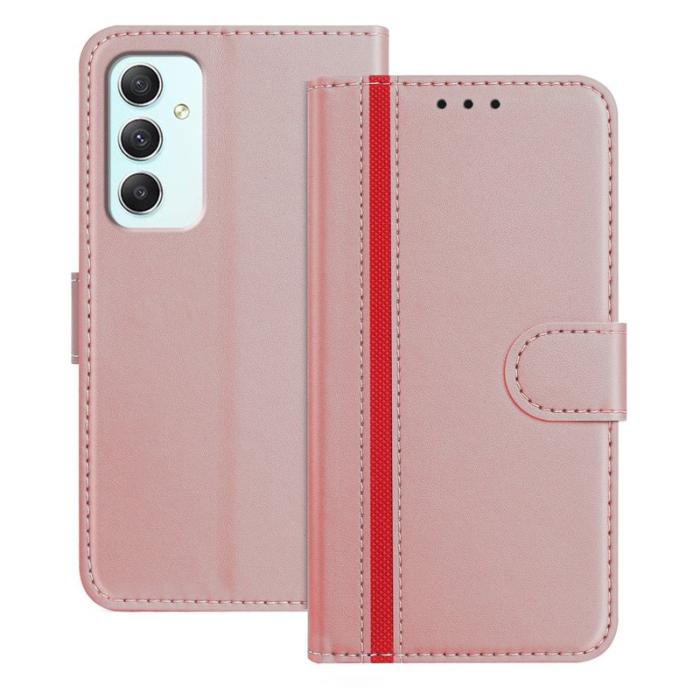 OEM - Samsung Galaxy A35 5G Fodral Ställ Konstläder Färgsplicing - Roséguld