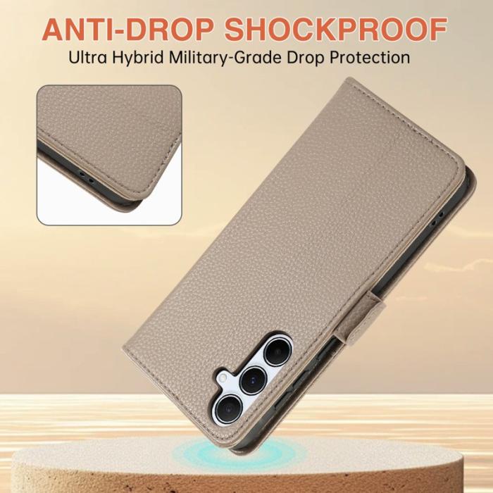 OEM - Samsung Galaxy A35 5G Fodral Stöttålig TPU+PU Läder Flip - Khaki