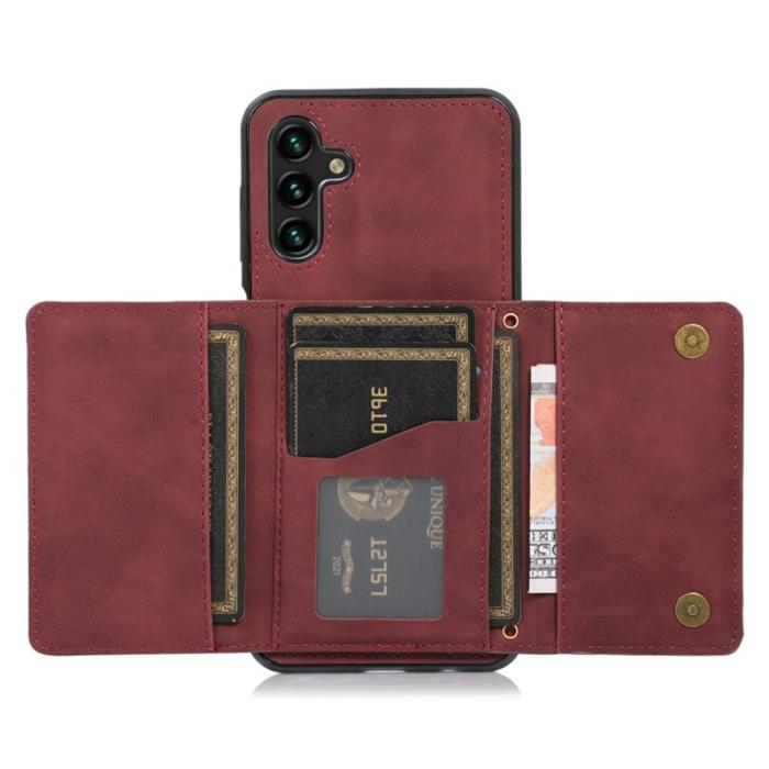 OEM - Samsung Galaxy A35 5G Fodral Tri-fold Plånbok Konstläder - Röd