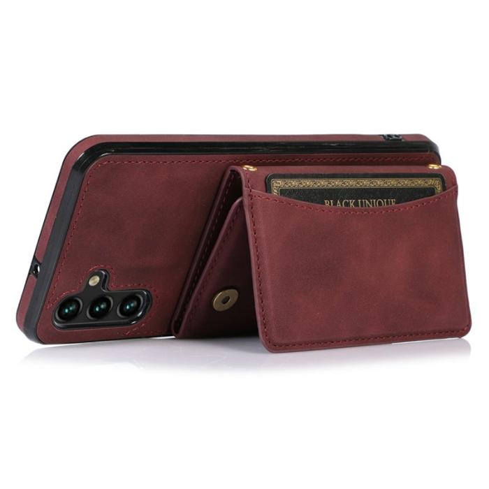 OEM - Samsung Galaxy A35 5G Fodral Tri-fold Plånbok Konstläder - Röd