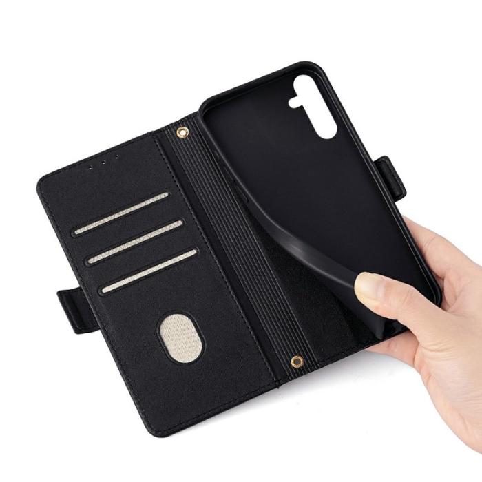 OEM - Samsung Galaxy A35 5G Plånboksfodral Äkta Läder RFID Skydd - Svart