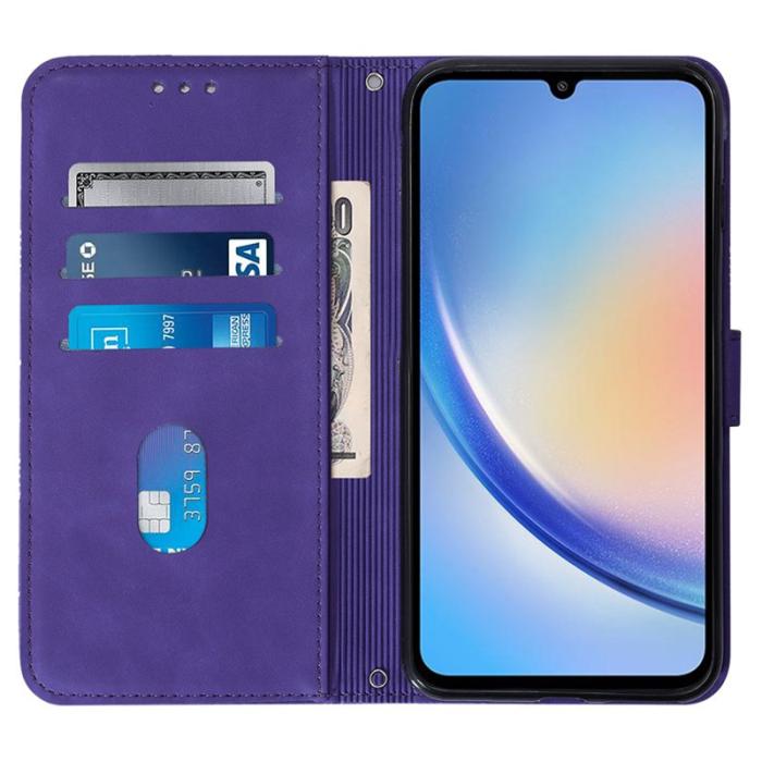 OEM - Samsung Galaxy A35 5G Plånboksfodral Äkta Läder Ställ - Lila