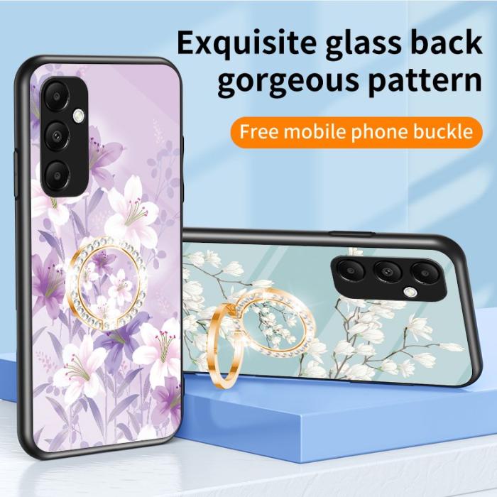 OEM - Samsung Galaxy A35 5G Skärmskydd Härdat Glas Ring Ställ - Lila Magnolia