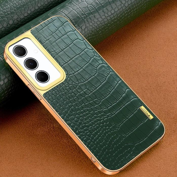 OEM - Samsung Galaxy A35 5G Skal 6D Elektroplätering Krokodiltextur - Grön