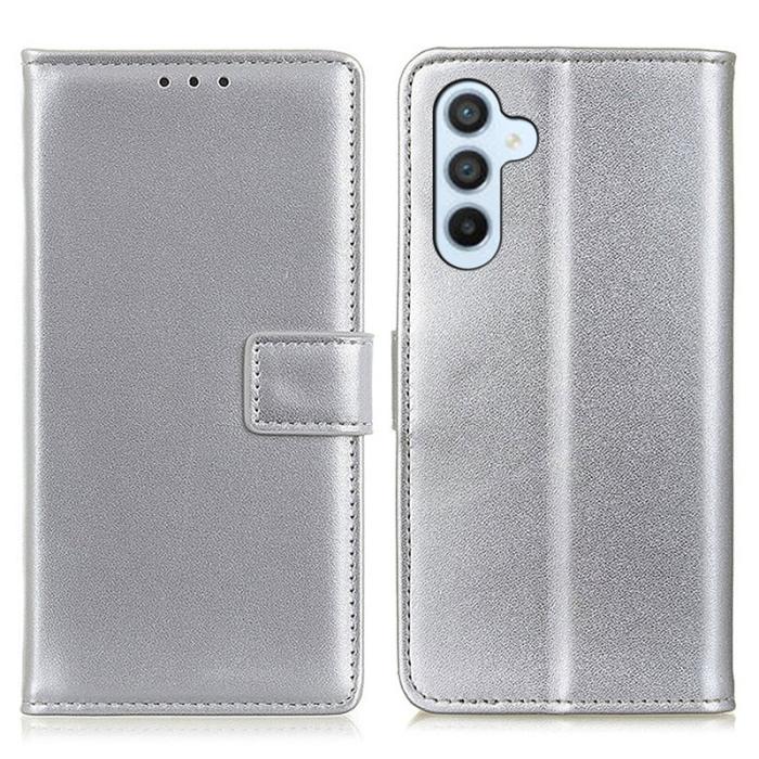 OEM - Samsung Galaxy A35 5G Skal Äkta Läder Fullt Stötskydd - Silver