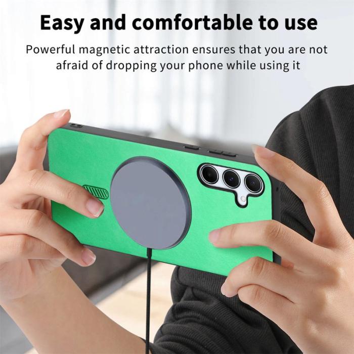 OEM - Samsung Galaxy A35 5G Skal Äkta Läder Magnetisk - Lila