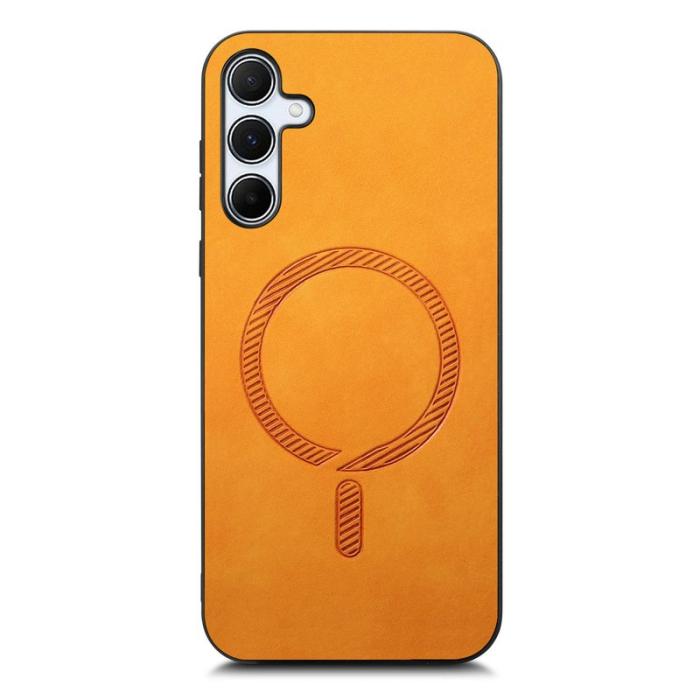 OEM - Samsung Galaxy A35 5G Skal Äkta Läder Magnetiskt Skydd - Gul