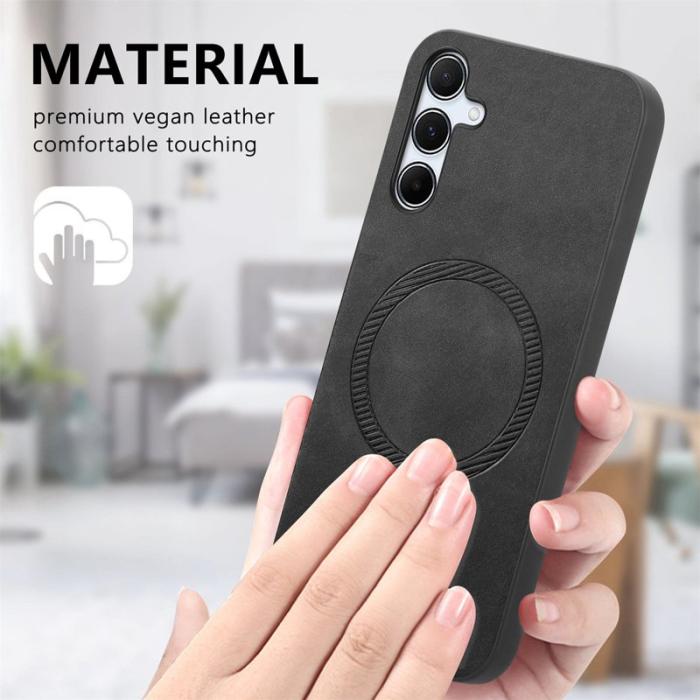 OEM - Samsung Galaxy A35 5G Skal Äkta Läder Magnetiskt Skydd - Gul