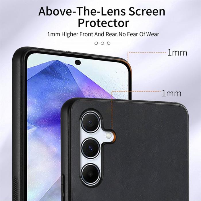 OEM - Samsung Galaxy A35 5G Skal Äkta Läder Med Kortfack Ställ - Svart