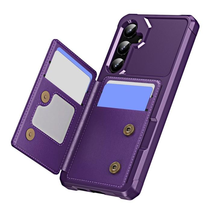 OEM - Samsung Galaxy A35 5G Skal Äkta Läder + Plast Stöd - Lila