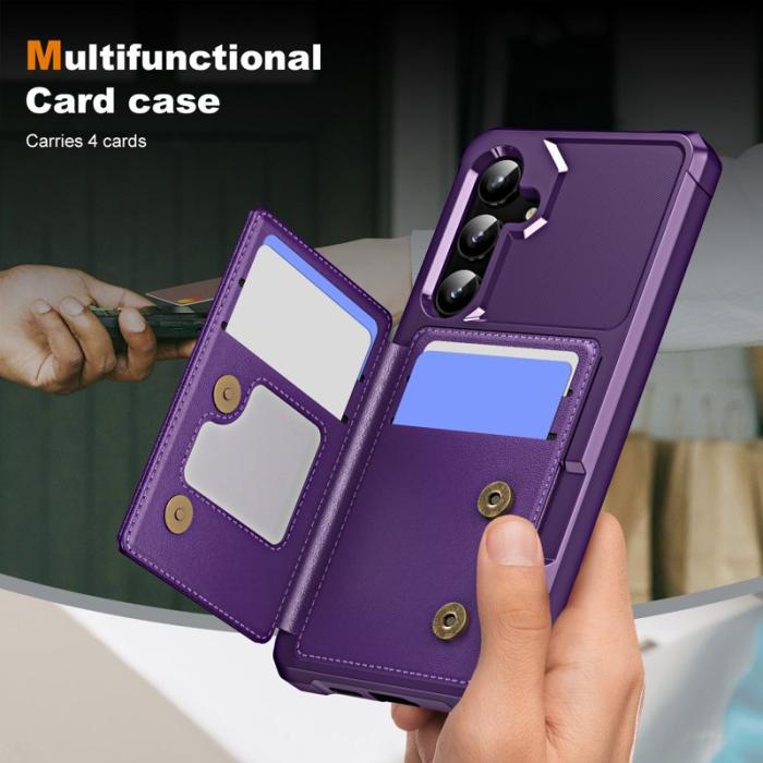 OEM - Samsung Galaxy A35 5G Skal Äkta Läder + Plast Stöd - Lila