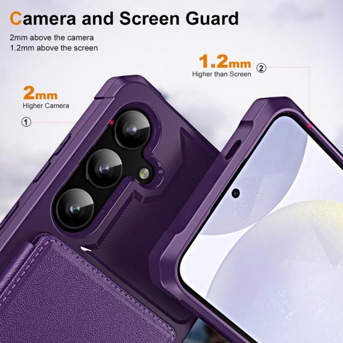 OEM - Samsung Galaxy A35 5G Skal Äkta Läder + Plast Stöd - Lila