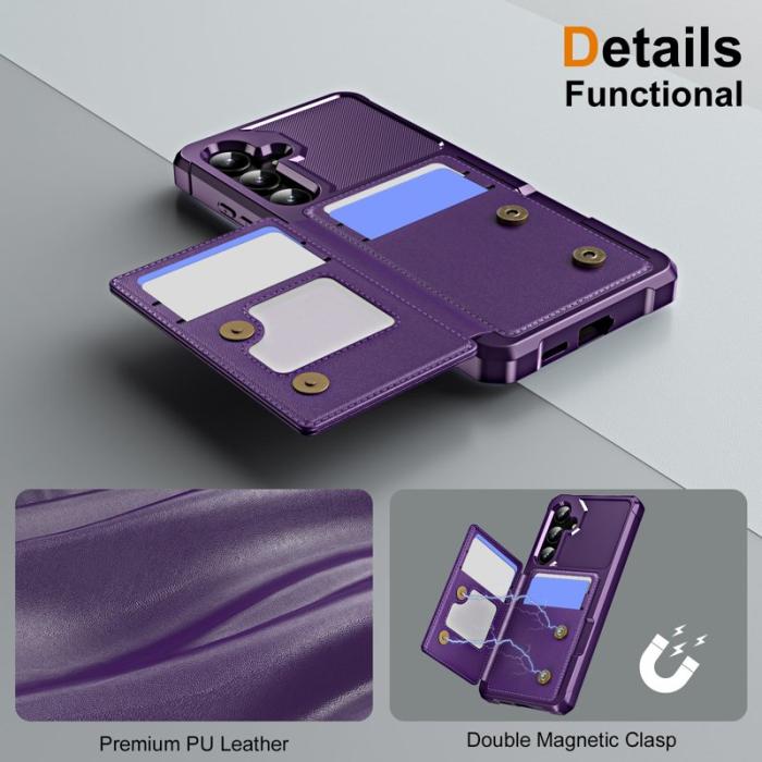 OEM - Samsung Galaxy A35 5G Skal Äkta Läder + Plast Stöd - Lila