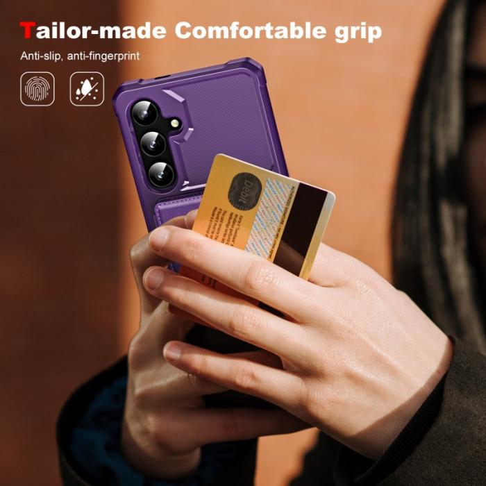 OEM - Samsung Galaxy A35 5G Skal Äkta Läder + Plast Stöd - Lila