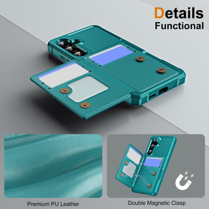 OEM - Samsung Galaxy A35 5G Skal Äkta Läder + TPU Förstärkt - Grön