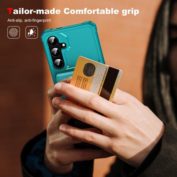 OEM - Samsung Galaxy A35 5G Skal Äkta Läder + TPU Förstärkt - Grön