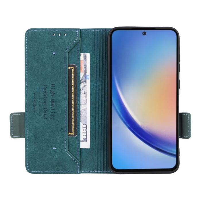 OEM - Samsung Galaxy A35 5G Skal Anti-rep Skydd Konstläder - Blå