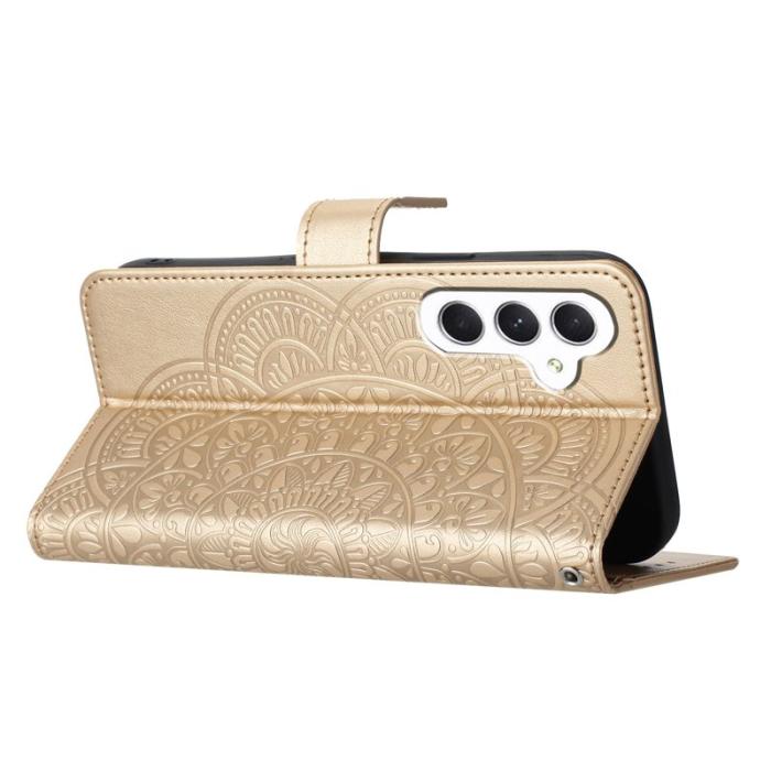 OEM - Samsung Galaxy A35 5G Skal Blommönster Flip Ställ - Guld