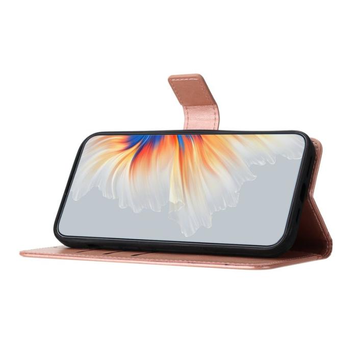 OEM - Samsung Galaxy A35 5G Skal Blommönster Flip Ställ - Roséguld