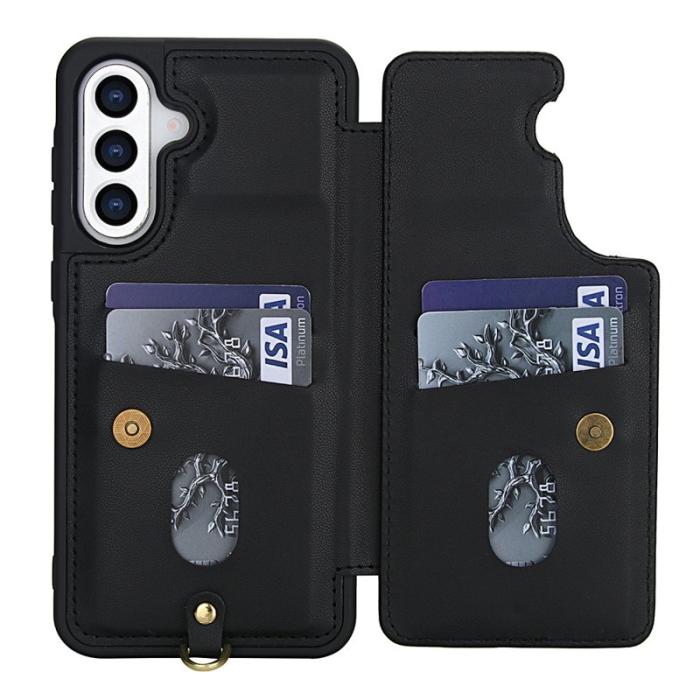 OEM - Samsung Galaxy A35 5G Skal Broderade Tulpaner Konstläder - Svart