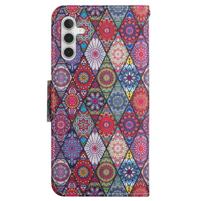 OEM - Samsung Galaxy A35 5G Skal Cross Textur Konstläder - Kaleidoscope