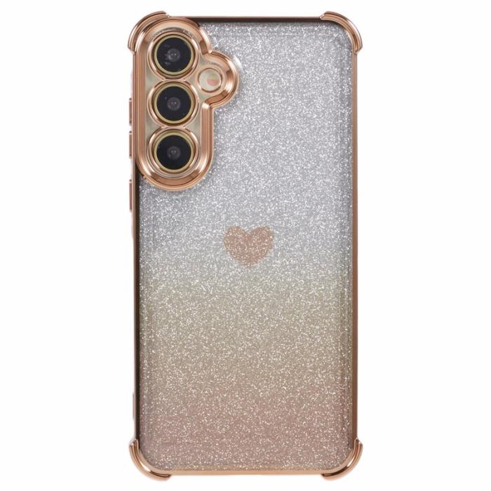 OEM - Samsung Galaxy A35 5G Skal Drop Skydd Hjärtmönster TPU - Guld