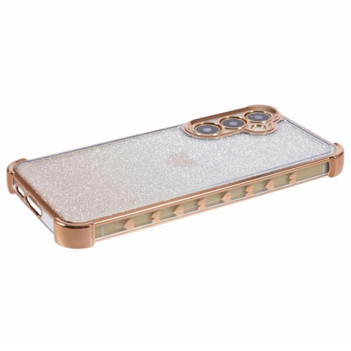 OEM - Samsung Galaxy A35 5G Skal Drop Skydd Hjärtmönster TPU - Guld