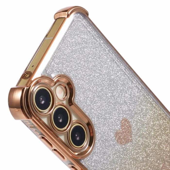 OEM - Samsung Galaxy A35 5G Skal Drop Skydd Hjärtmönster TPU - Guld