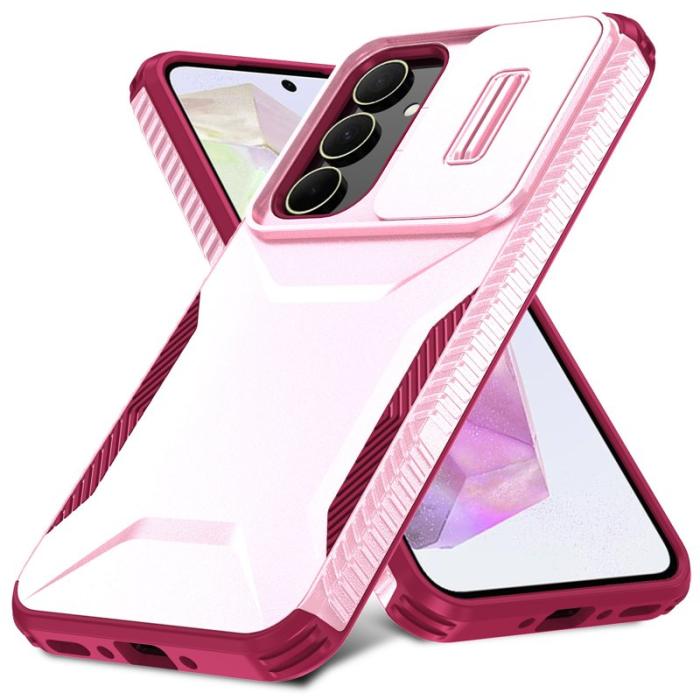 OEM - Samsung Galaxy A35 5G Skal Drop Skydd TPU+PC - Rosa / Vinröd
