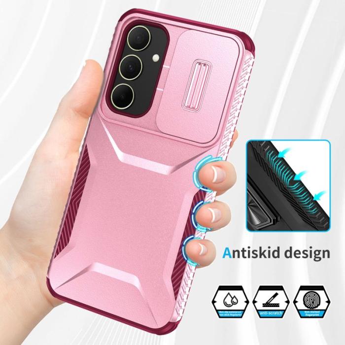 OEM - Samsung Galaxy A35 5G Skal Drop Skydd TPU+PC - Rosa / Vinröd