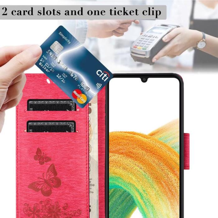 OEM - Samsung Galaxy A35 5G Skal Fällbart Ställ PU Läder - Röd